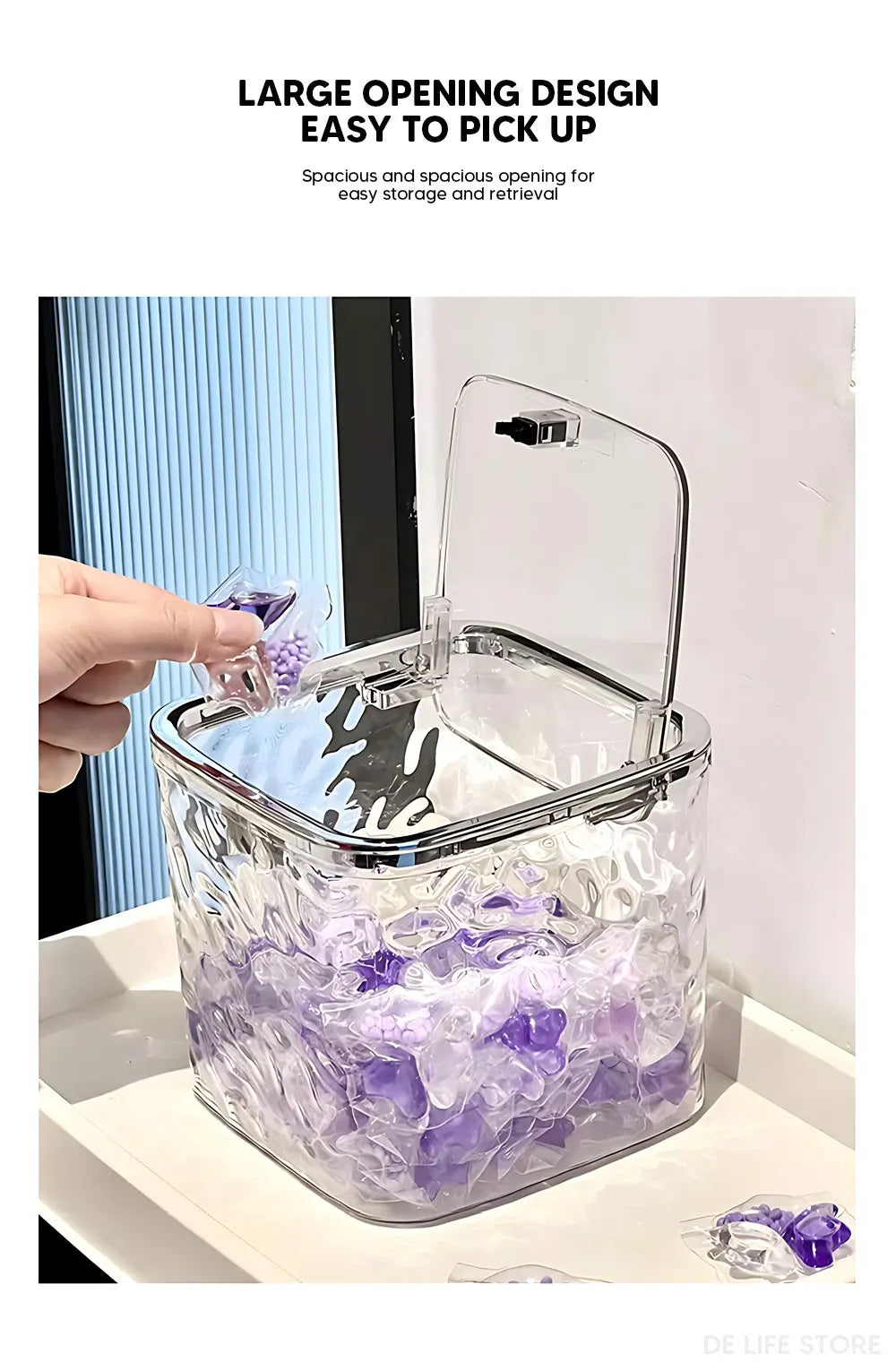 Laundry Powder Container Laundry Pods Organizer Washing Capsules Holder Cotton Swab Organization with Lid Desktop Storage Box