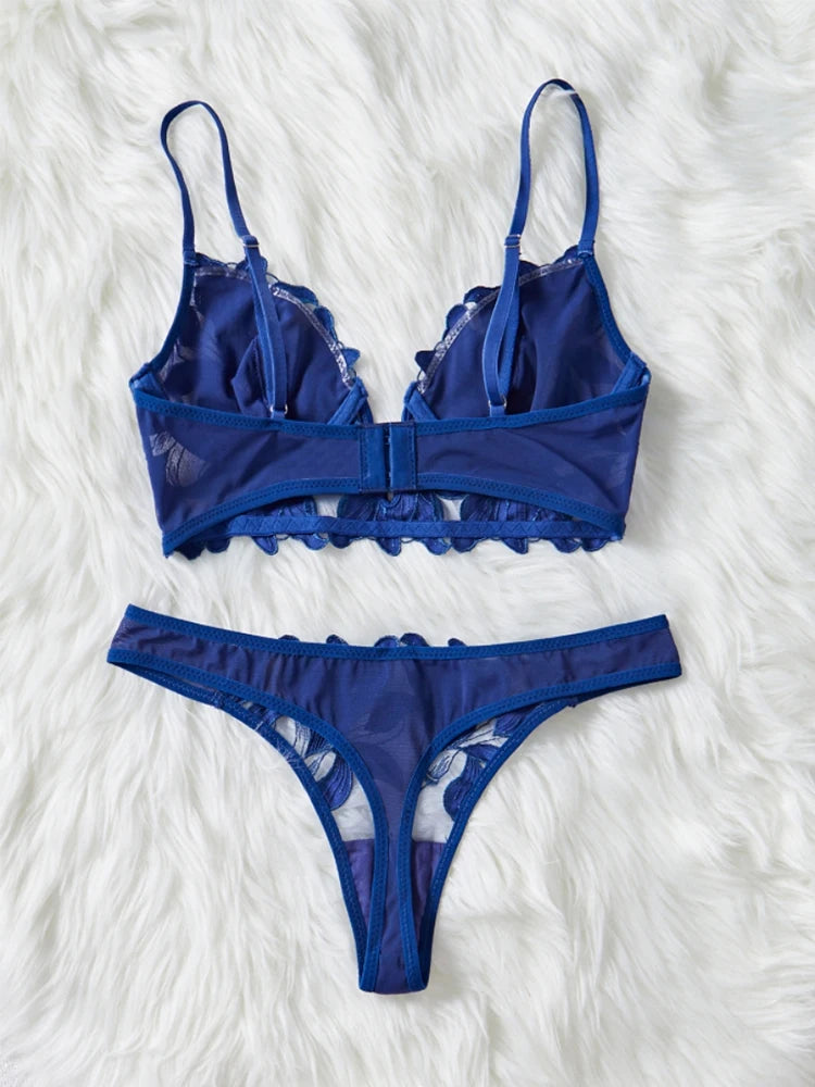 Sexy Underwear For Women Steel Ring Push Up Bra Bilizna Tulle Embroidery Lingerie Ensemble Erotic Lingerie Lace Intimate Outfits