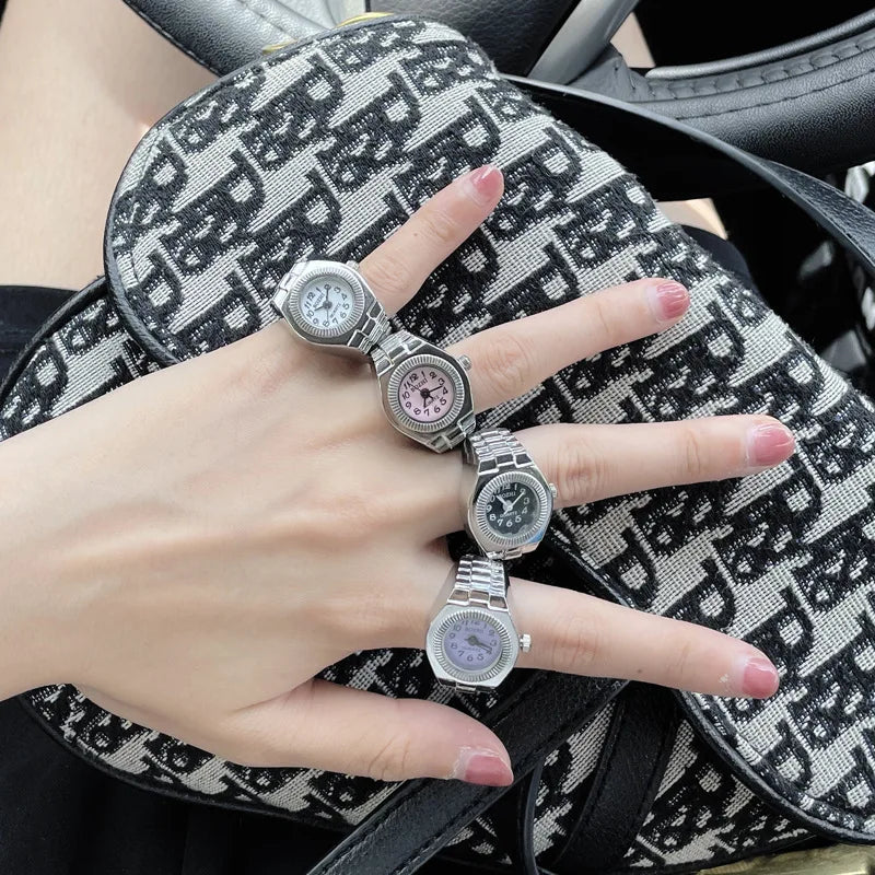 New Ring Watch Hot Selling Creative Circular Dial Alloy Shell Finger Couple Men And Women