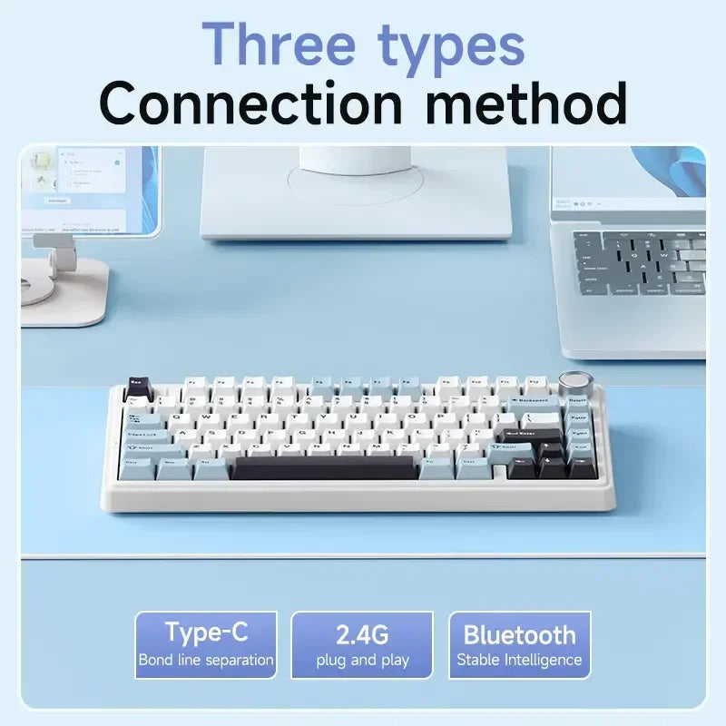AULA F75 wireless Mechanical Keyboard,Gamer keyboard Customized Hot-Swap 75% Layout,OEM Profile Gasket Structure,Reaper Axis
