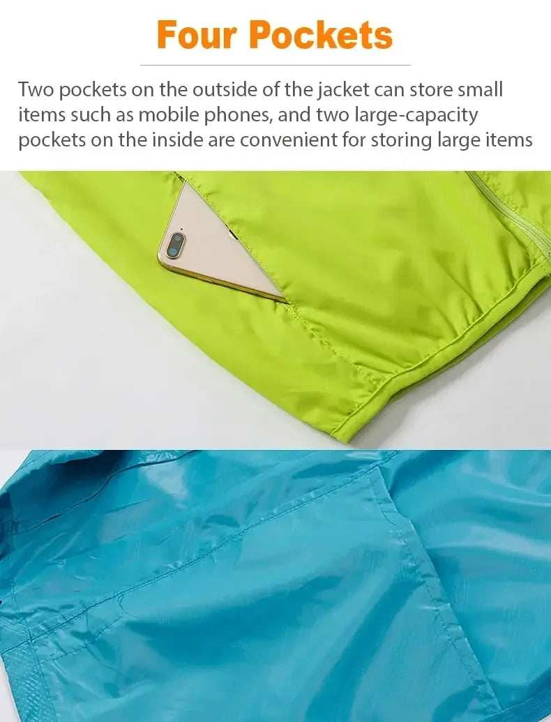 Men Women Hiking Jackets Waterproof Sun Protection Windbreaker Camping Climbing Outdoor Rain Coat Unisex Portable Clothes