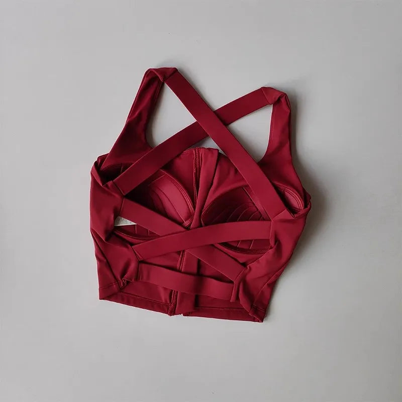 Women Fitness Underwear Yoga Bras cross Back Beauty Sports Bras Front Zippe Top Bra Sexy Breathable Underwear For Women Gym Top