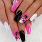 24p Artificial Acrylic Nail Art Fake Nails Full Coverage Removable Press On Nails Tip French Light Pink Heart False Nail Designs