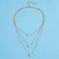1Pc Multi-layered Dainty Light Luxury Water Drop Love Heart Star Set Chain Pendant Metal Collarbone Necklace Gift For Girl Women