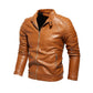 Men Fur Lined Warm Motorcycle Jacket Slim Street Fashion BLack Biker Coat Pleated Design Zipper 2024 Winter Black Leather Jacket
