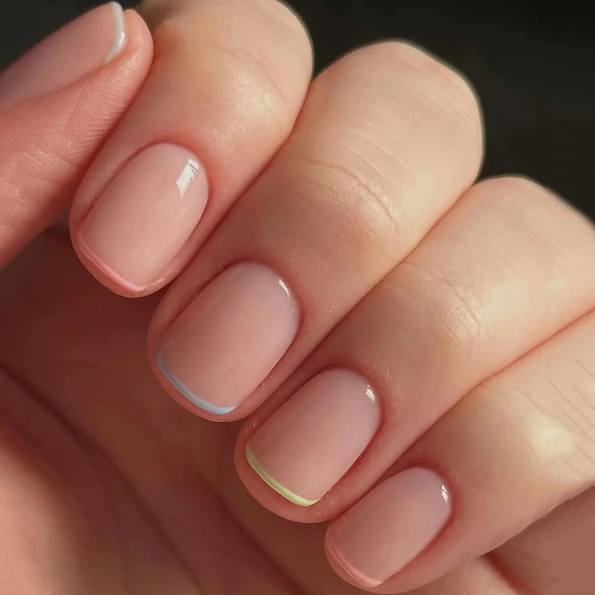 24pcs Short Square Fake Nails Colorful French False Nails Detachable Ballerina Full Cover Nails Tips Press on Nails