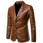 2024 Men Slim Autumn New Causal Vintage Leather Jacket Coat Men Design Motorcycle Biker Zipper Pocket PU Leather Jacket Coat