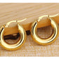 Surgical Steel Gold Color Tone Women Fat Chunky Earrings Stainless Wives Round Smooth Thick Hoops Statement Jewelry 20mm/25mm