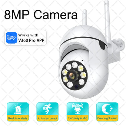 8MP WiFi Camera 4x Digital Zoom Full Color Night Vision PTZ CCTV Security Surveillance IP Camera Outdoors Wireless Video monitor