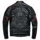 2025 New Embroidery Skull Fashion Genuine Leather Jacket Men's Natural Cowhide Motorcycle Jacket Slim Moto Coat Size S-6XL
