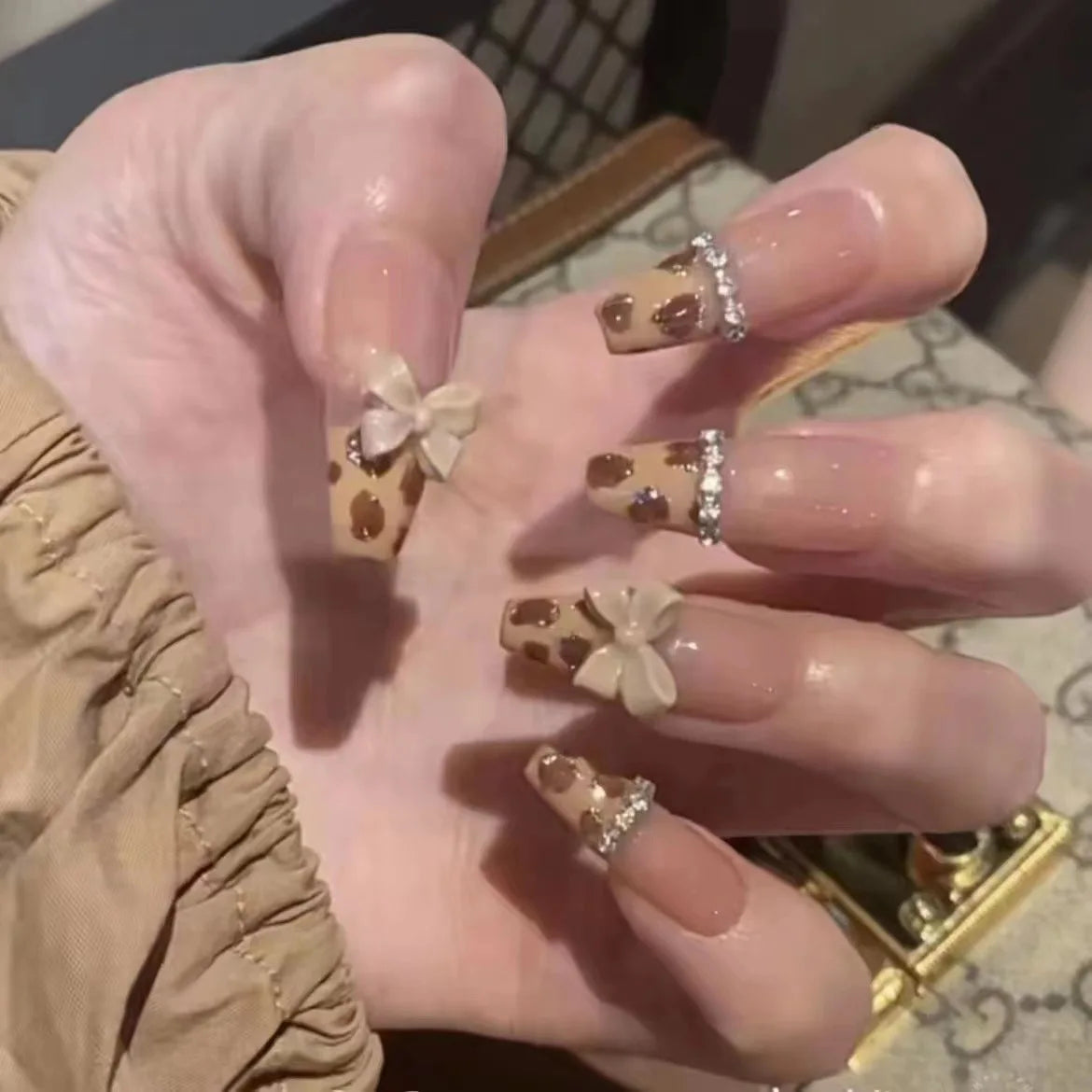 24Pcs Mid-length Ballet False Nails Cute Childlike Rainbow Press On Nails Iced Through Milk Tea Fake Nails Free Shipping Items