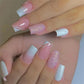 24Pcs Medium Long Ballet Fake Nails Art Flat Head Gold Line Frosted False Nails Press on Full Cover Removable Stick on Nail Tips