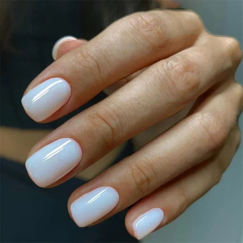 24pcs Artificial Nail Art Fake Nails Full Coverage Removable Ballet Short Press On Nails tips Chips Waterproof Solid Colour set