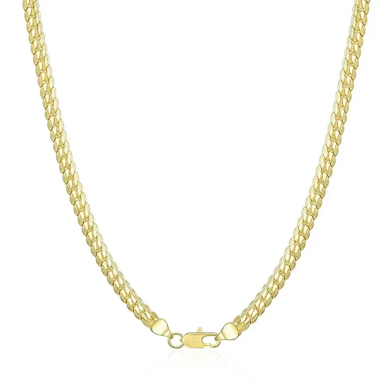 18K Gold color Silver Color 6mm Full Sideways Necklace 8/18/20/24 Inch Chain For Woman Men Fashion Wedding Engagement Jewelry