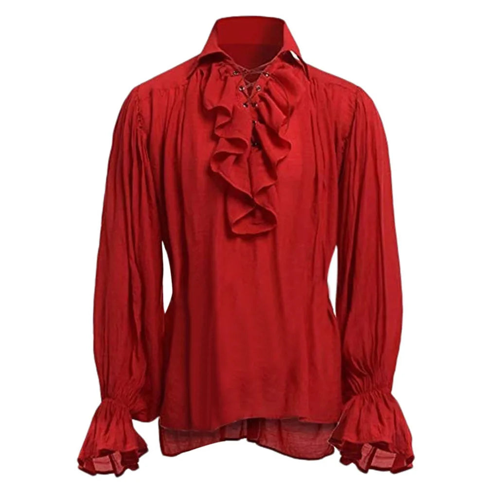 Medieval Vampire Cosplay Costume Steampunk Jacket Vest Coat Victorian Ghost Gothic Blazer Suits Stand Collar Trench Men's Shirt