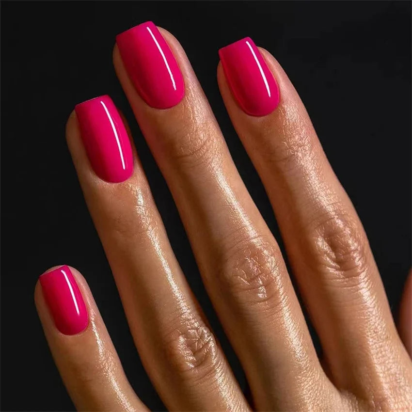 24pcs Artificial Nail Art Fake Nails Full Coverage Removable Ballet Short Press On Nails tips Chips Waterproof Solid Colour set