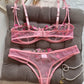 Night Beautiful Sexy Women 2 Piece floral Embroidery Underwear Sexy Erotic lingerie underwear Set