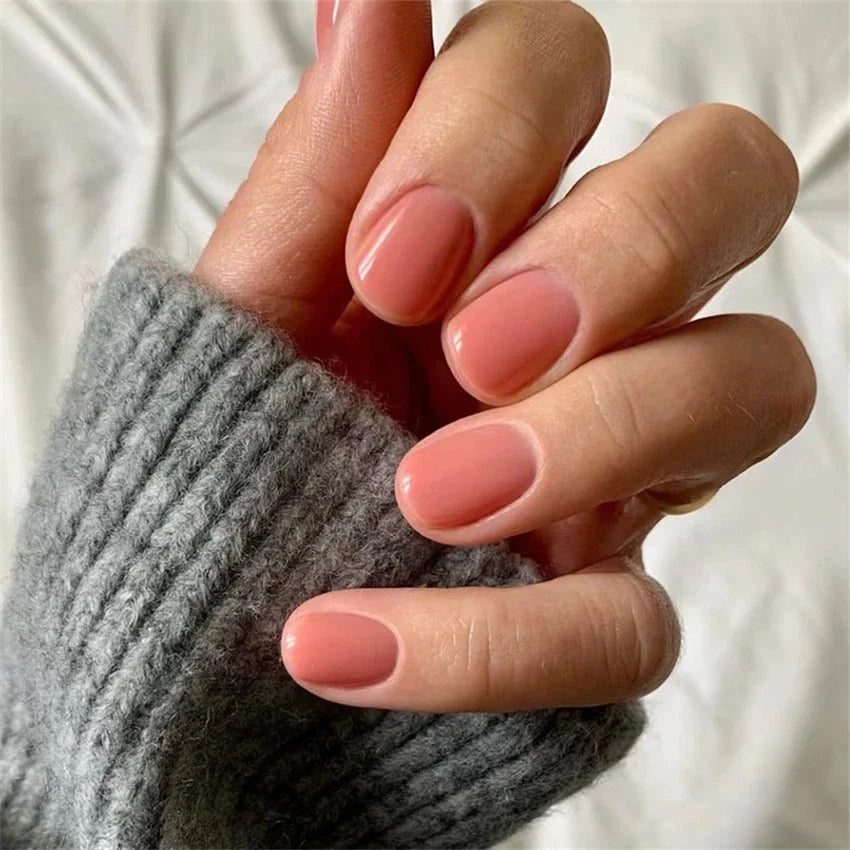 24pcs Artificial Nail Art Fake Nails Full Coverage Removable Ballet Short Press On Nails tips Chips Waterproof Solid Colour set