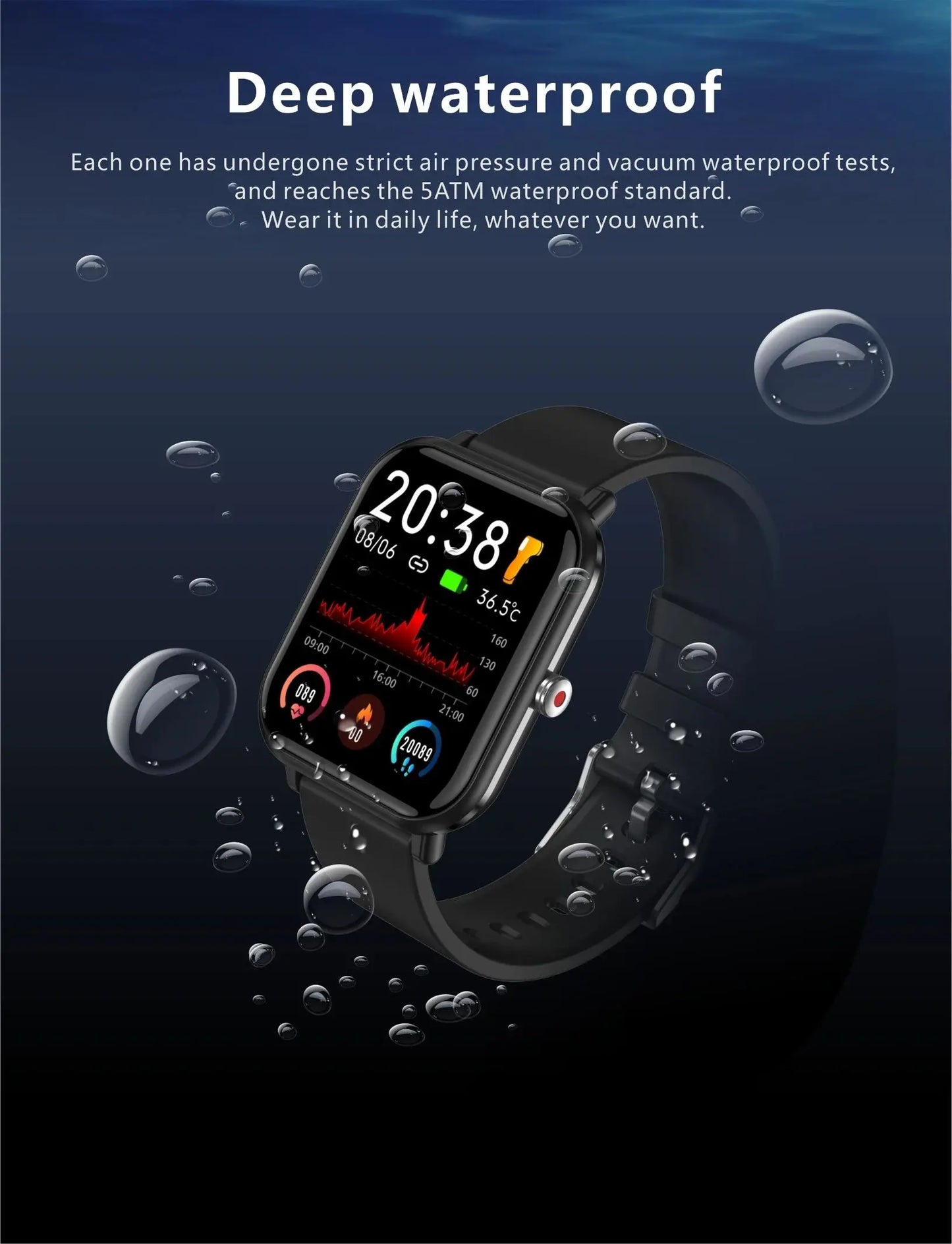 New Q9 Pro Smart Watch Body Temperature Monitor Music Control Sports Waterproof Smart Watch for Men Women Smartwatch