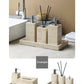 Beige Travertine Bathroom Accessories Set Natural Marble Soap Dispenser Soap Dish Reed Diffuser Vanity Tray Bathroom Set