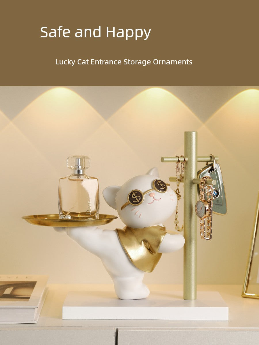 Key Storage Decoration Home Tray Moving Fortune Cat