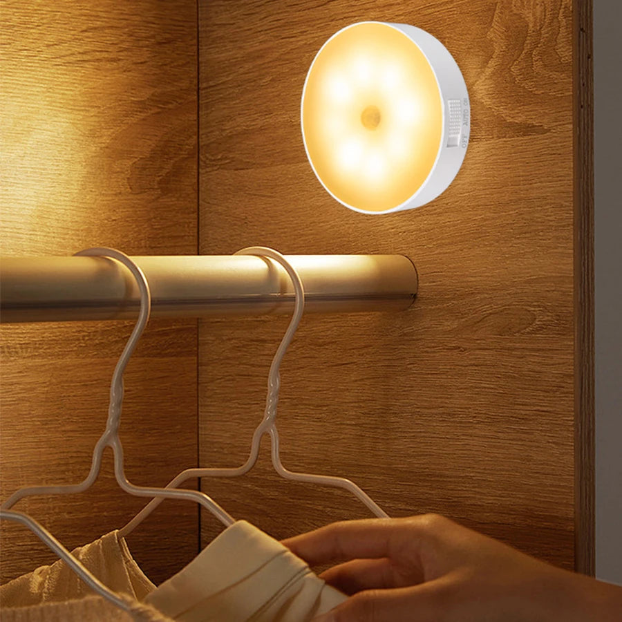 CY Motion Sensor LED Night Light USB Rechargeable For Kitchen Cabinet Wardrobe Lamp Staircase Wireless LED Closet Light