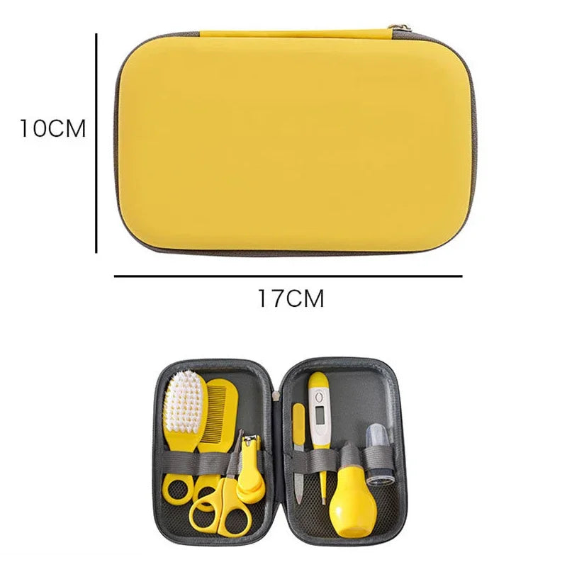 8pcs Newborn Baby Care Kit Infant Brush and Comb Set Safety Care Set Thermometer Nose Inhaler Nail Clippers Baby Essentials