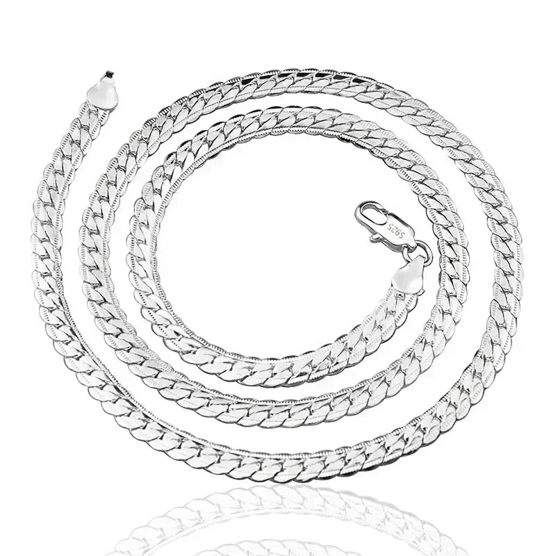 18K Gold color Silver Color 6mm Full Sideways Necklace 8/18/20/24 Inch Chain For Woman Men Fashion Wedding Engagement Jewelry
