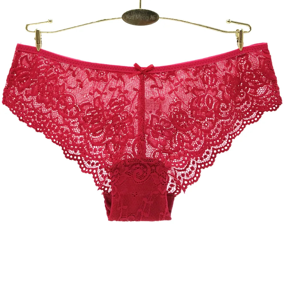 Women Briefs Sexy Full Lace Panties Hollow Out Low-waist Female Shorts Soft Solid Color Breathable Underwear Fast Ship 3pcs/lots
