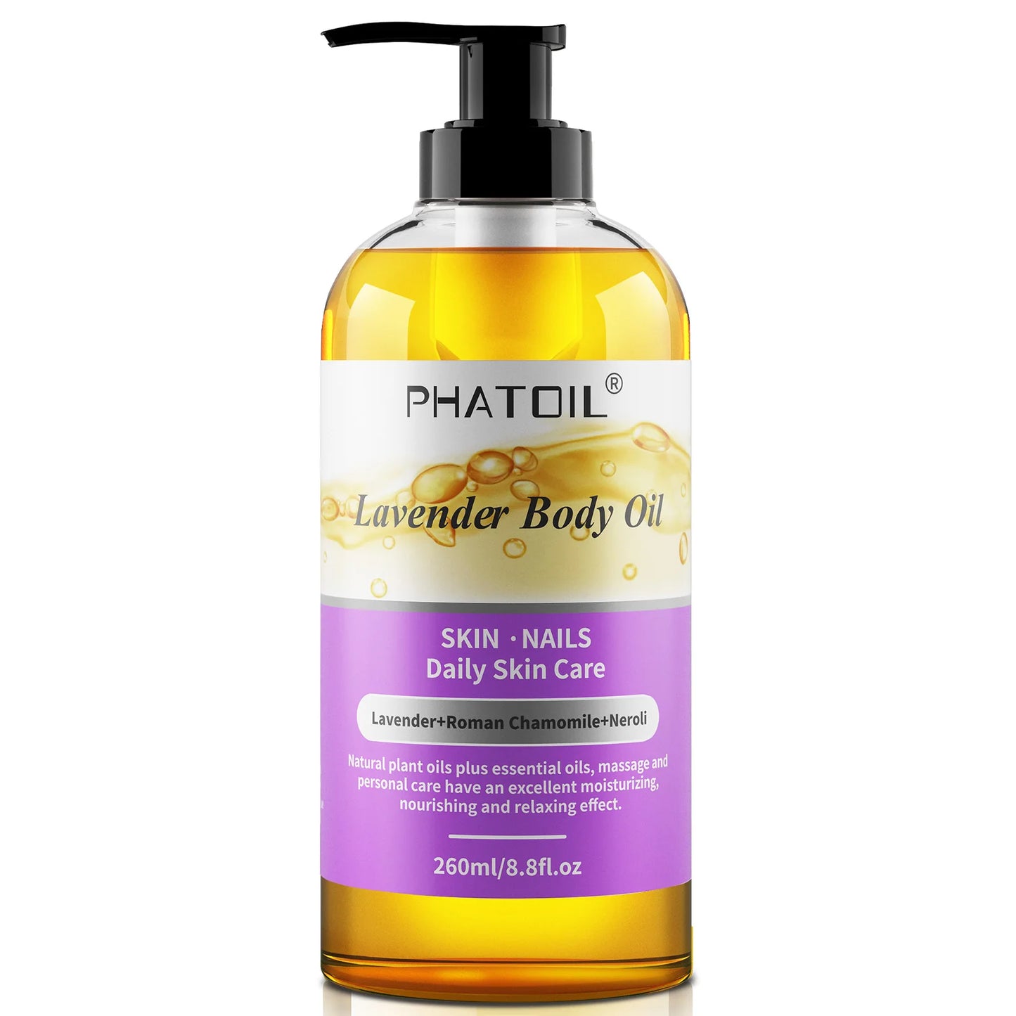 PHATOIL 260ML Vanilla Body Oil For Skin Face Care Massage Oil Repairing Smoothing Skin Care Ginger Grapefruit Essential Body Oil