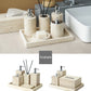 Beige Travertine Bathroom Accessories Set Natural Marble Soap Dispenser Soap Dish Reed Diffuser Vanity Tray Bathroom Set
