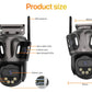 Three Screen WIFI IP Camera Outdoor 4K Dual Lens PTZ Camera Ai Human Detection IP66 Waterproof CCTV Video Security Camera iCsee