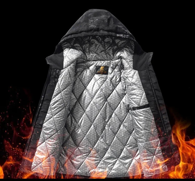 Men Heating Tactical Jacket Autumn Winter Warm Hooded Cotton Coat Camouflage Padded Clothes Outdoor Thermal Hiking Sports Jacket