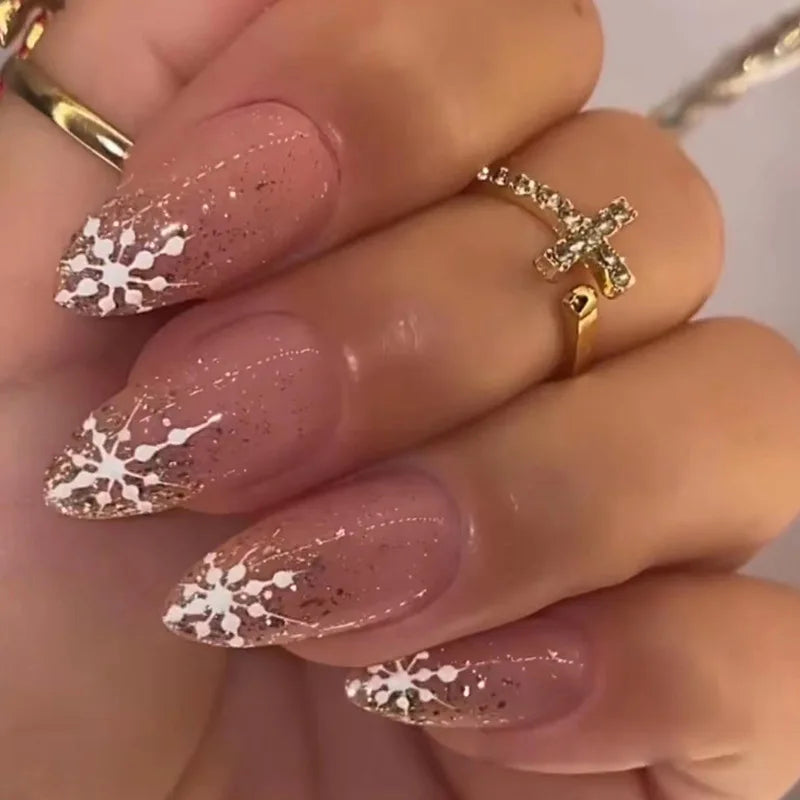 24Pcs Ballerina Press On Nail Tips Oval Head False Nails Almond Artificial Fake Nails With Glue Full Cover Press Manicure Tools