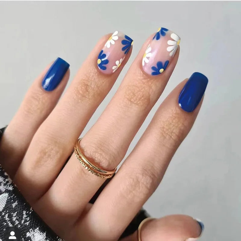 24pcs French Green Edge Seamless Removable Fake Nails Capsule Finished Full Cover Waterproof Artificial Press On False Nails