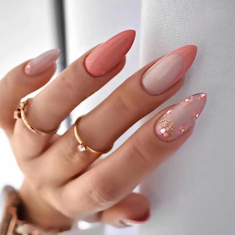 24Pcs Ballerina Press On Nail Tips Oval Head False Nails Almond Artificial Fake Nails With Glue Full Cover Press Manicure Tools
