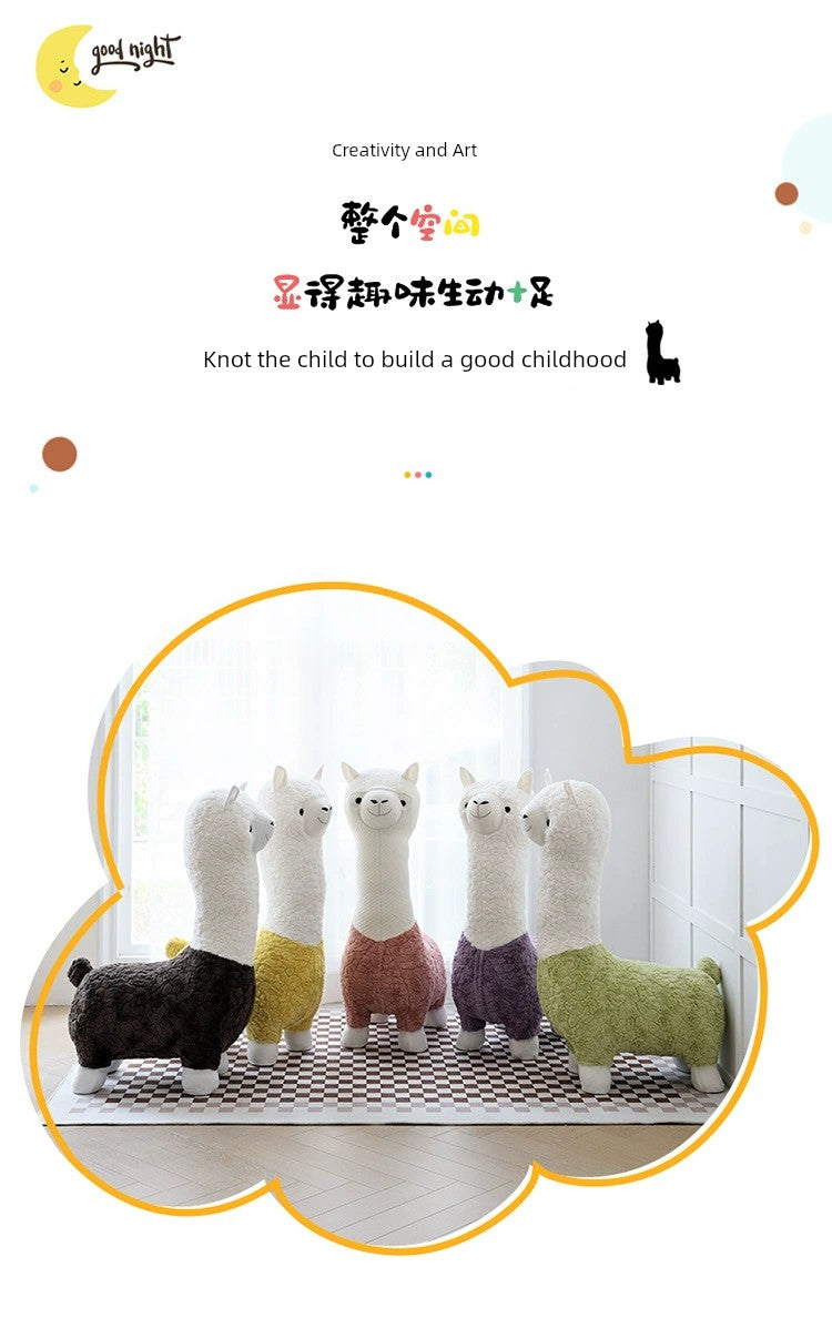 Alpaca Stool Living Room Seat for Girls Decorations