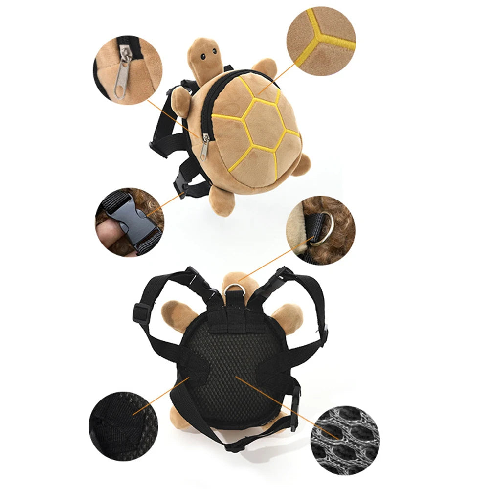 Durable Pet Self Carry Backpack Turtle Shape Bag Adjustable Belt Puppy Backpack Cartoon Portable Harness Dog Outdoor Snack Bag