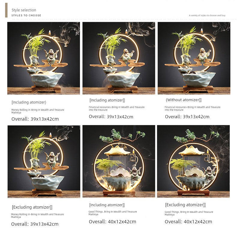 Bring In Wealth and Treasure Flowing Living Room Office Desk Surface Panel Flowing Water Ornaments