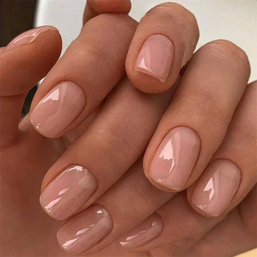24pcs Artificial Nail Art Fake Nails Full Coverage Removable Ballet Short Press On Nails tips Chips Waterproof Solid Colour set