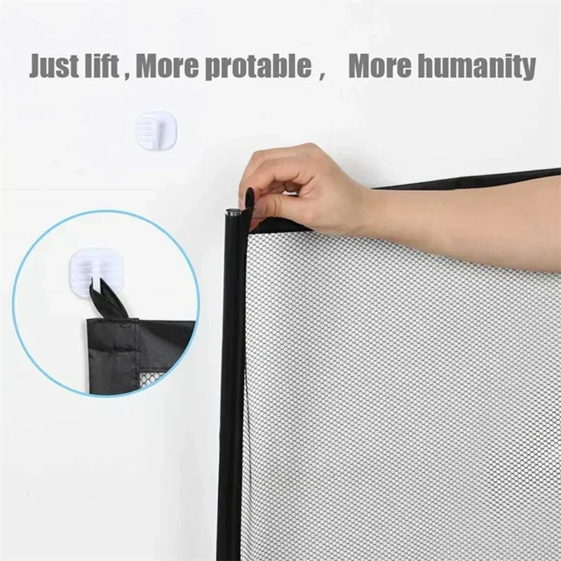 Breathable Mesh Pet Barrier for Stairs & Doors - Portable Indoor Dog Fence & Baby Safety Guardrail