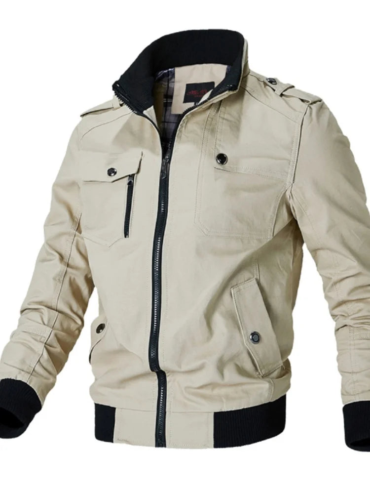 Bomber Jacket Men Fashion Casual Windbreaker Jacket Coat Men 2024 Spring Autumn New Hot Outwear Solid Stand Slim Jacket Mens