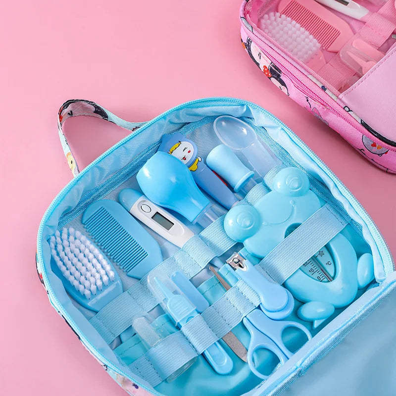 Baby Care Bag Set Baby Nose Suction Device Nail Clipper Thermometer 13 Piece Set Daily Cleaning and Care Kit Healthcare Kits