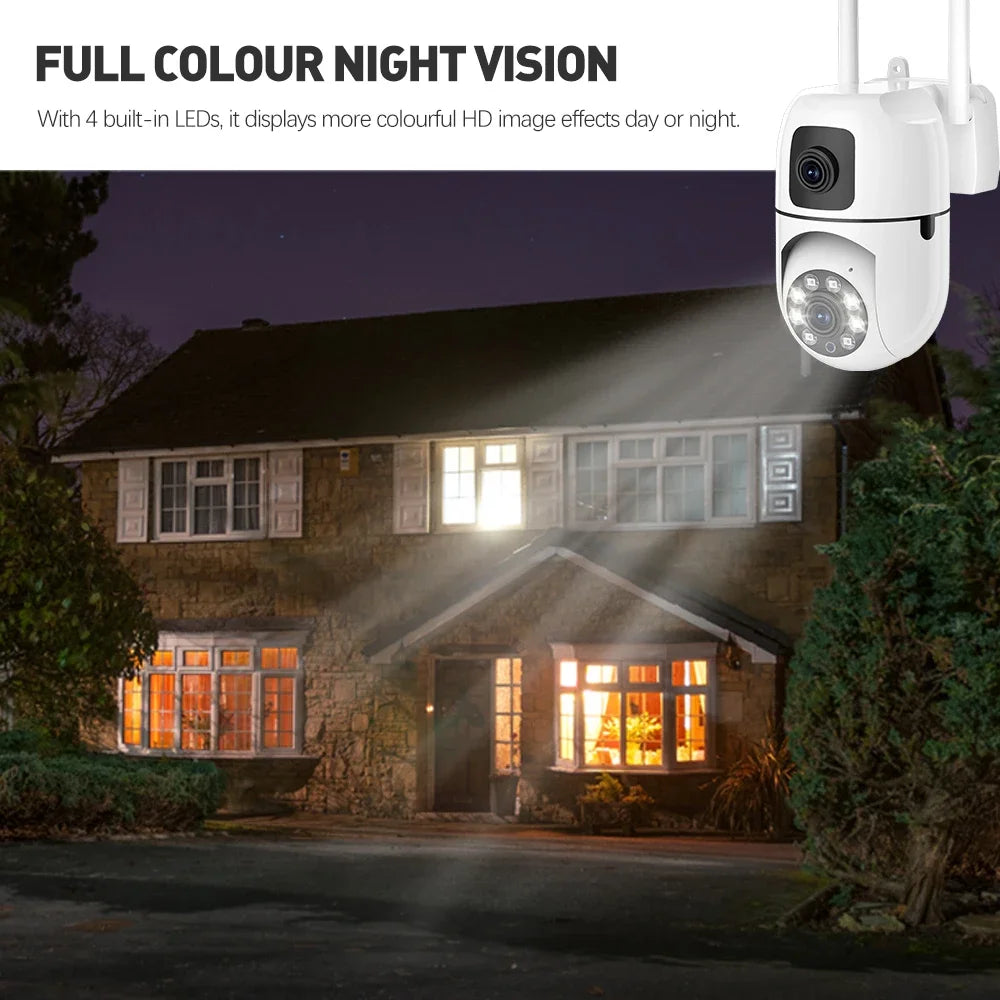 8MP HD Wifi Surveillance PTZ Camera Outdoor 4MP Dual Lens Dual Screen AI Auto Tracking IP Security Protection Camera CCTV Video
