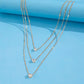 1Pc Multi-layered Dainty Light Luxury Water Drop Love Heart Star Set Chain Pendant Metal Collarbone Necklace Gift For Girl Women