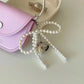 ZAKOL White Bowknot Heart Keychain Women Sweet Charm Pearl Bow Backpack Key Ring Handmade Jewelry Ornament Bags Pendants Gif
