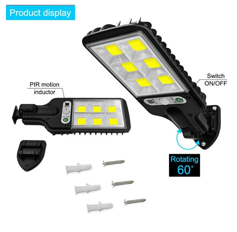 72/108 COB Sensor Solar Lights Outdoor LED Street Garden Solar Lamps 3Modes Waterproof Motion Sensor Remote Control Wall Light