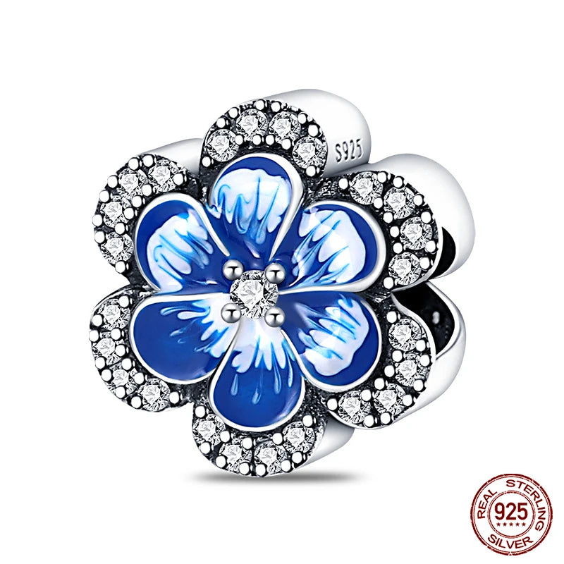 Fit Pandora 925 Original Bracelet 925 Silver Plate Flower Bird Series Charms Beads For Women Fashion DIY Jewelry Gifts Making