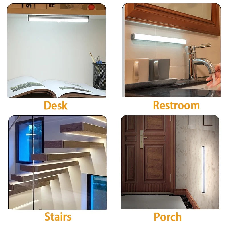 Motion Sensor LED Cabinet Light Type C Rechargeable Induction Night Light Wireless Portable Detector Lamp for Wardrobe Hallway