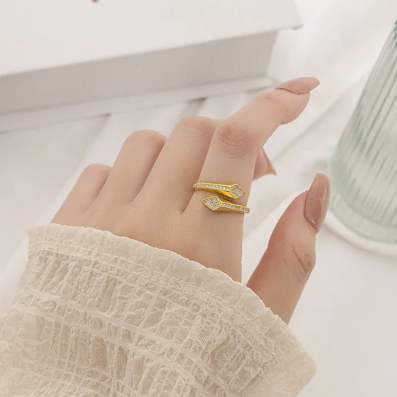 RAKOL Snake Ring Micro Inlaid Zircon Wound Small Female Simplicity Minority Designer Fashion Index Finger Ring